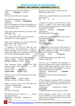 Maruthi Schoo Maruthi School of Banking (Msb) (Msb)