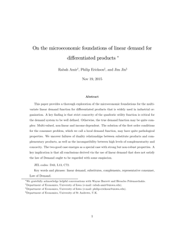 On the Microeconomic Foundations of Linear Demand for Differentiated