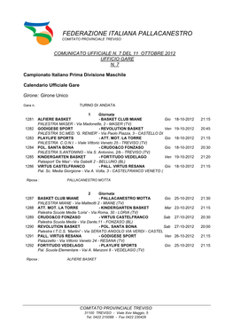 Federazione Italiana Pallacanestro Comitato Provinciale Treviso