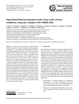 Operational Flood Management Under Large-Scale Extreme Conditions