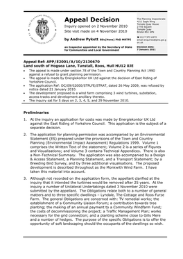 Appeal Decision 4/11 Eagle Wing Temple Quay House Inquiry Opened on 2 November 2010 2 the Square Temple Quay Site Visit Made on 4 November 2010 Bristol BS1 6PN