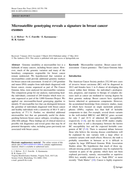Microsatellite Genotyping Reveals a Signature in Breast Cancer Exomes