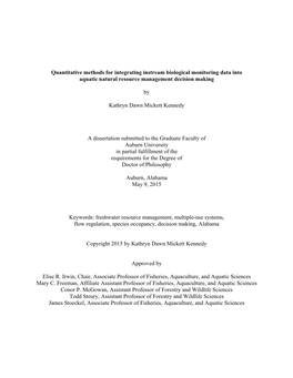 Quantitative Methods for Integrating Instream Biological Monitoring Data Into Aquatic Natural Resource Management Decision Making