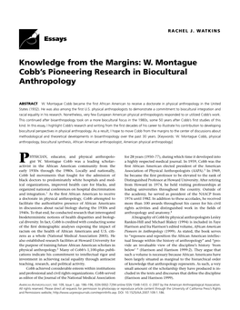 W. Montague Cobb's Pioneering Research in Biocultural Anthropology