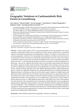 Geographic Variations in Cardiometabolic Risk Factors in Luxembourg