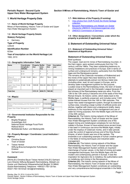 Periodic Reporting Cycle 2, Section II