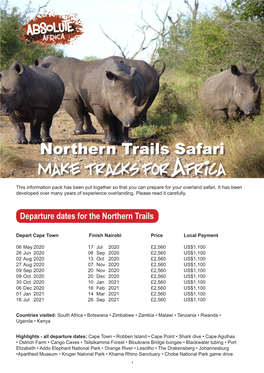 Northern Trails Safari Make Tracks for Africa