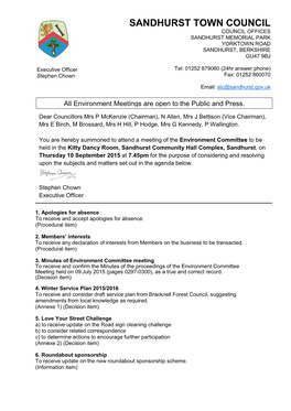 Environment Committee Agenda and Papers