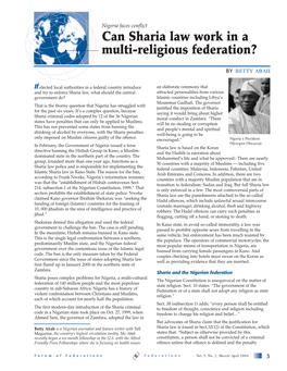 Can Sharia Law Work in a Multi-Religious Federation?