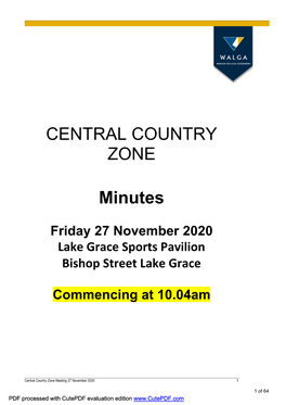 CENTRAL COUNTRY ZONE Minutes