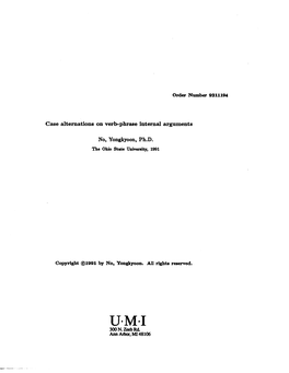 Case Alternations on Verb-Phrase Internal Arguments No, Yongkyoon, Ph.D