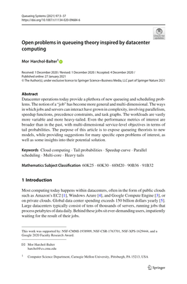 Open Problems in Queueing Theory Inspired by Datacenter Computing