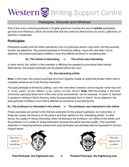 Participles, Gerunds and Infinitives