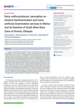 Dairy Cattle Producersâ€™ Perception on Oestrus Synchronization And