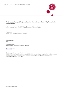 First Record of Tetrapod Footprints from the Carboniferous Mesters Vig Formation in East Greenland