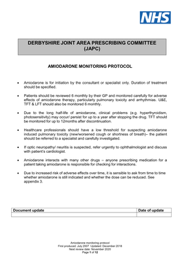 Amiodarone Monitoring Protocol