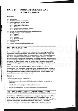 Unit 14 Food Infections and Intoxications