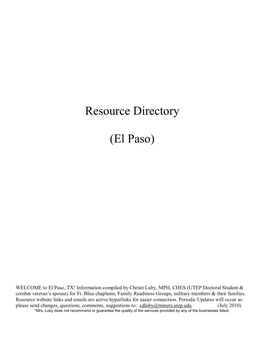Resource Directory (El Paso)