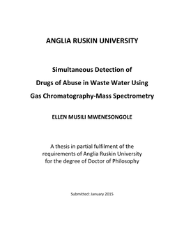 Simultaneous Detection of Drugs of Abuse in Waste Water Using Gas Chromatography-Mass Spectrometry