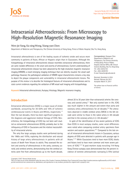 Intracranial Atherosclerosis: from Microscopy to High-Resolution Magnetic Resonance Imaging