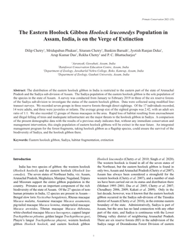 Status of the Eastern Hoolock in Assam, India