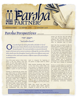 Parsha Perspectives OZER ALPORT Answer