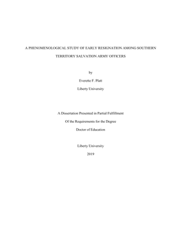 A Phenomenological Study of Early Resignation Among Southern