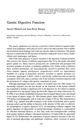 Gastric Digestive Function