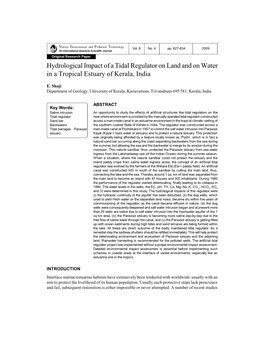 Hydrological Impact of a Tidal Regulator on Land and on Water in a Tropical Estuary of Kerala, India