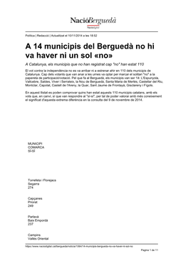 A 14 Municipis Del Berguedà No Hi Va Haver Ni Un Sol «No»