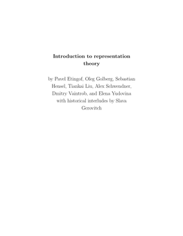 Introduction to Representation Theory