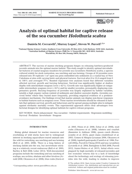 Analysis of Optimal Habitat for Captive Release of the Sea Cucumber Holothuria Scabra