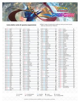 Lista Delle Carte Di Questa Espansione Delle Tue Carte Del GCC Pokémon