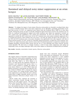 Sustained and Delayed Noisy Miner Suppression at an Avian Hotspot