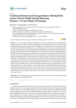 Combined Rental and Transportation Affordability Under China's