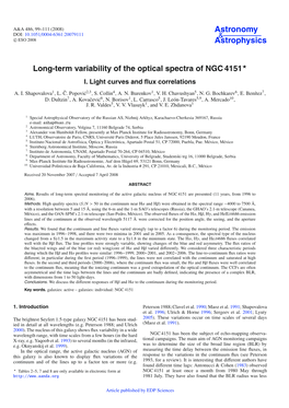 Long-Term Variability of the Optical Spectra of NGC 4151 I