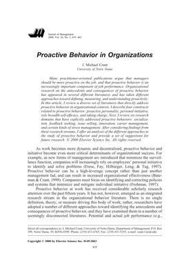 Proactive Behavior in Organizations