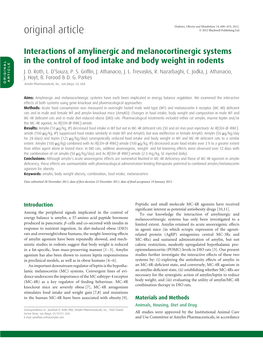 Interactions of Amylinergic and Melanocortinergic Systems in The