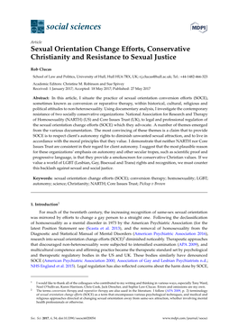 Sexual Orientation Change Efforts, Conservative Christianity and Resistance to Sexual Justice