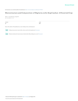 Microstructure and Composition of Digitaria Exilis Stapf (Acha): a Potential Crop