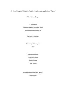 De Novo Design of Bioactive Protein Switches, and Applications Thereof