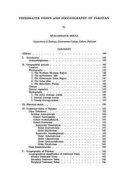 Freshwater Fishes and Zoogeography of Pakistan by Department of Zoology, College, Lahore, Acknowledgements Geographical Physio