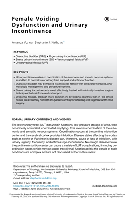 Female Voiding Dysfunction and Urinary Incontinence