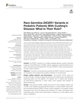 Rare Germline DICER1 Variants in Pediatric Patients with Cushing’S Disease: What Is Their Role?