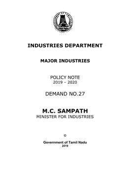 M.C. Sampath Minister for Industries