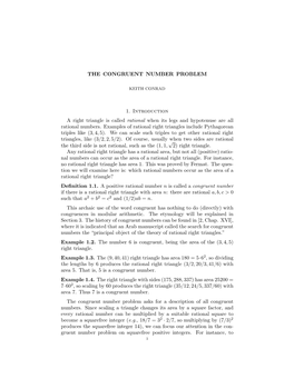 The Congruent Number Problem