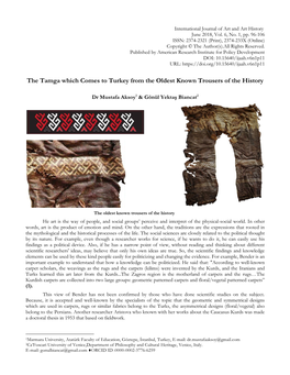 The Tamga Which Comes to Turkey from the Oldest Known Trousers of the History