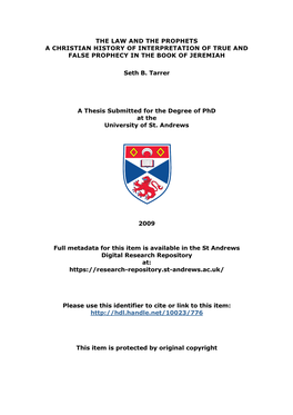 Seth B. Tarrer Phd Thesis