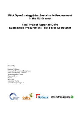 Final Project Report to Defra Sustainable Procurement Task Force Secretariat