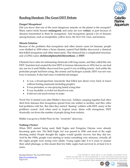 Reading Handout: the DDT Debate